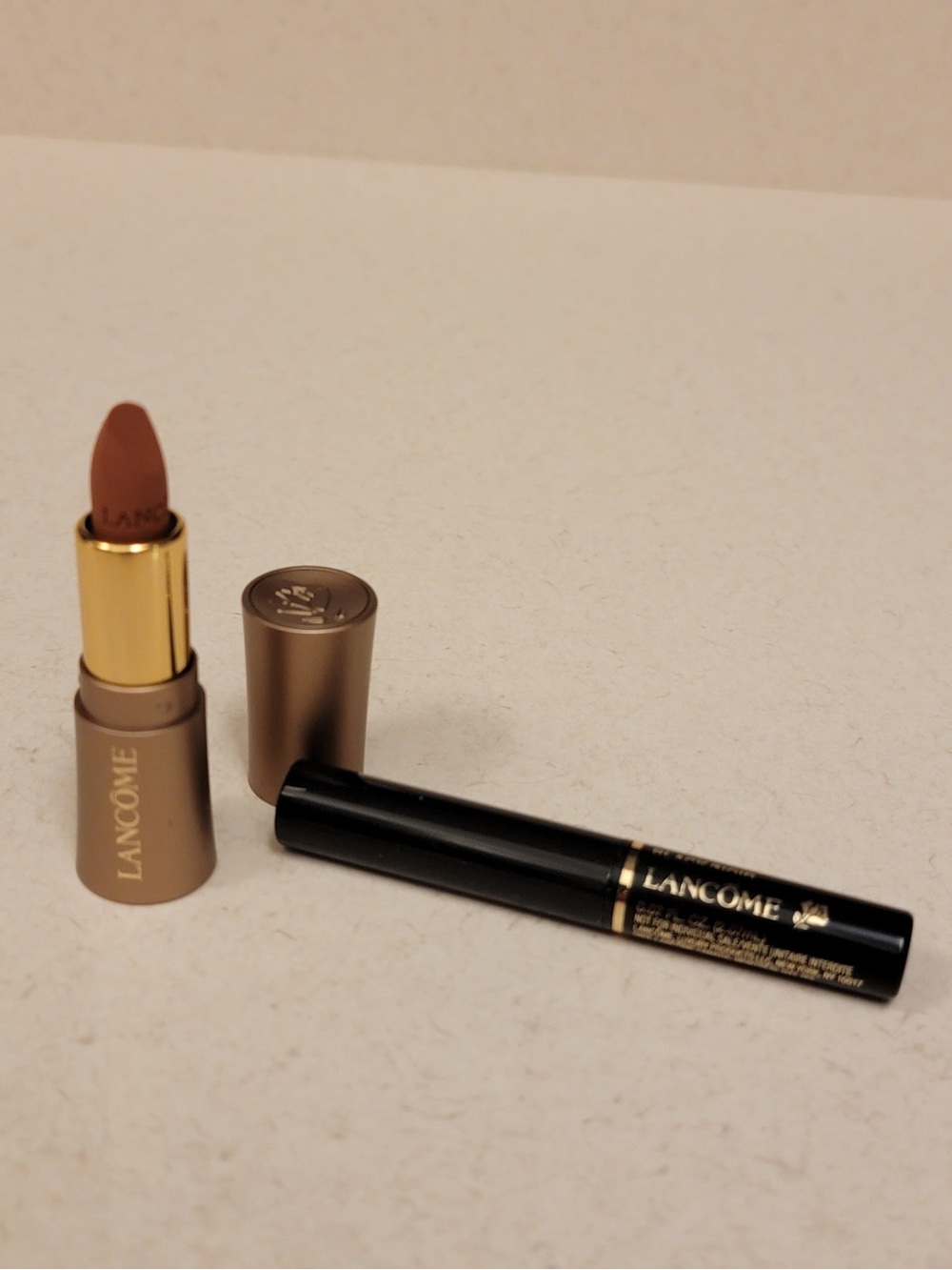 Lancome Lipstick Mascara Set of Minis -Definicils (Black) & Lipstick in Neutral